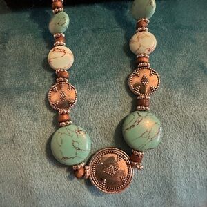 Turquoise and Silver Beaded Necklace